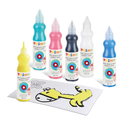 Peel and Stick Window Paints (incl. 6 * 75ml bottles and plastic mat)