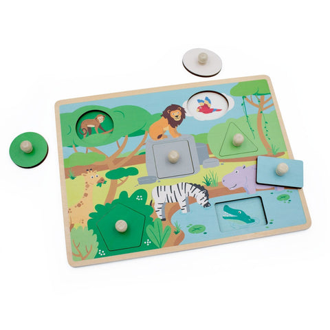Safari Peek a Boo Peg Puzzle