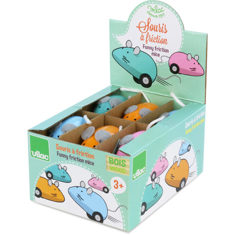 Vilac Friction Wooden Mice, Counter Display of 12