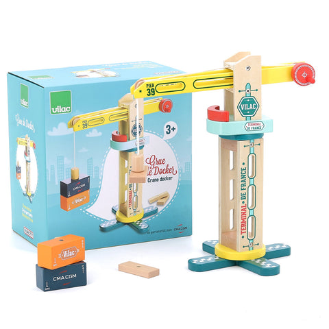 Vilac Vilacity Wooden Dockside Crane with 4 Accessories