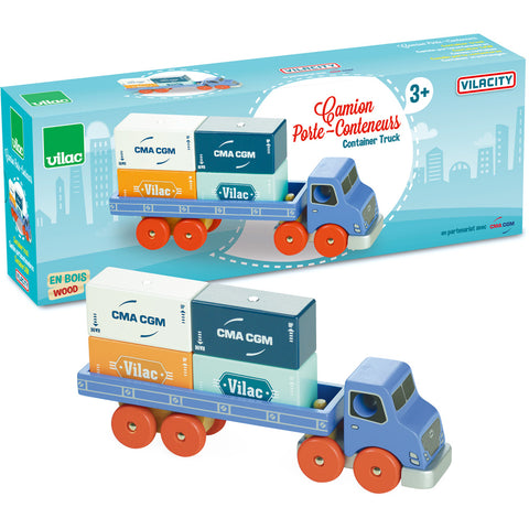 Vilac Vilacity Wooden Container Truck with 4 Magnetic Containers