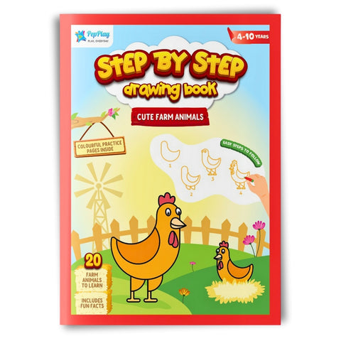 Step-By-Step Drawing Book - Cute Farm Animals