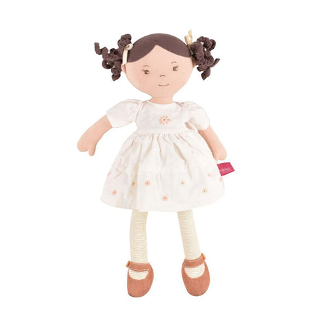 Bonikka Cecilia Dark Brown Hair Doll in Cream Linen Dress