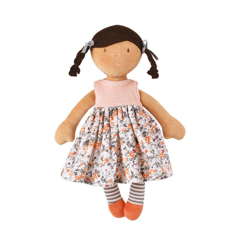 Bonikka Aleah Black Hair Doll (microwaveable) in Peach & Flower Dress