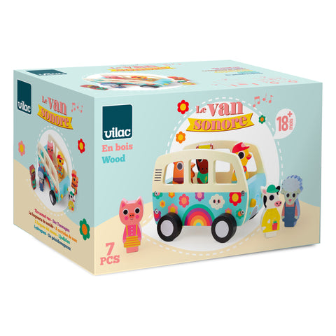 Vilac Wooden Animal Sound Van with 6 Farm Animals - Ingela P. Arrhenius