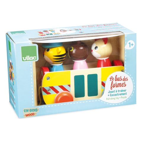 Vilac Wooden Coach Pull-Along Toy with 3 Figures