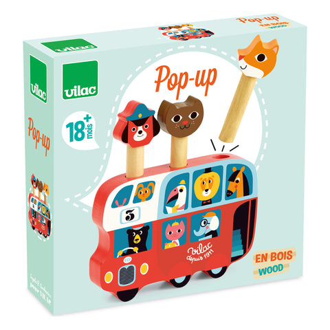 Vilac Pop-Up Wooden Bus with 3 Figures