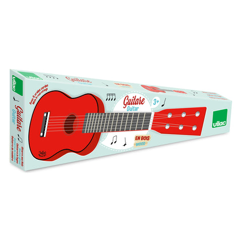 Vilac Wooden 6-String Guitar, Red