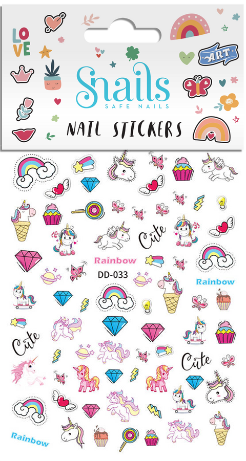 Snails Nail Stickers - Unicorn Rainbow NEW