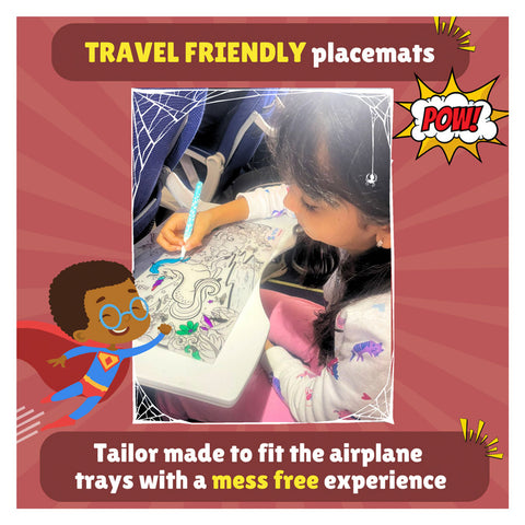 Doodle Placemats Travel Set - Superheroes & Monster