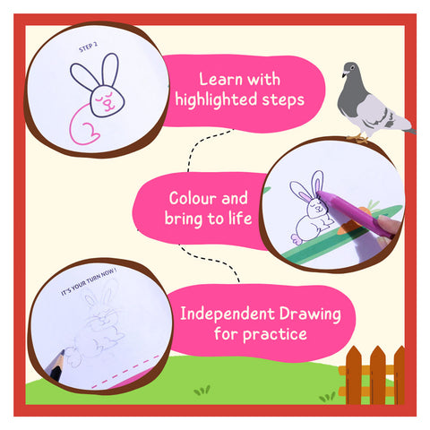 Step-By-Step Drawing Book - Cute Farm Animals