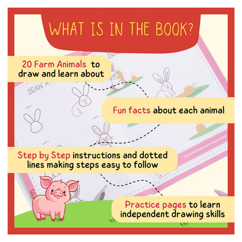Step-By-Step Drawing Book - Cute Farm Animals