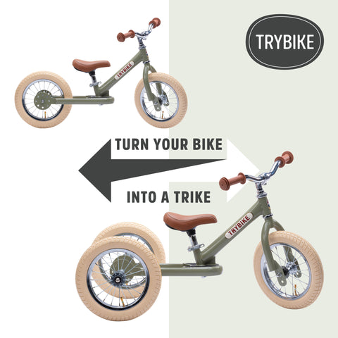Trybike 2-in-1 Steel Balance Bike & Trike - BLACK