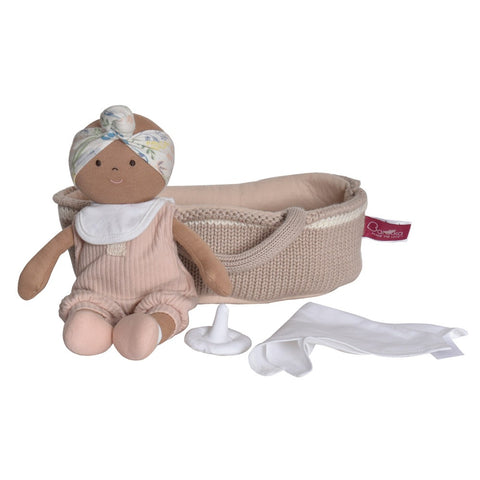 Bonikka Luna Knitted Carry Cot with Baby in Pink