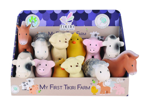 My 1st Tikiri Farm Animal - CDU Natural Rubber Rattle and Bath Toys