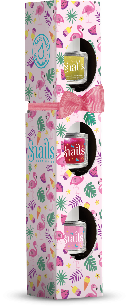 Snails Nail Polish – Mini 3 pack FLAMINGO (Prince Frog-Tropical Islands-Tooth Fairy)